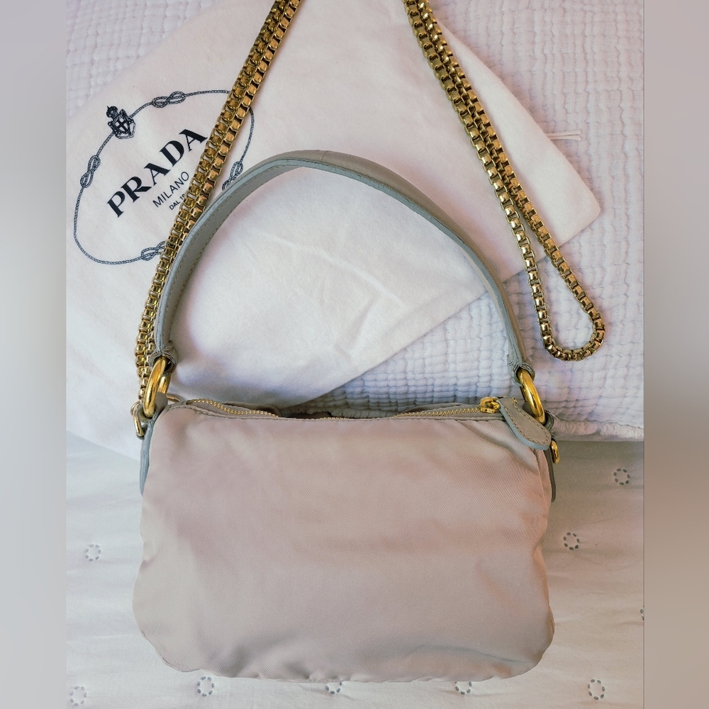 Authentic Prada Tessuto Fiocco Bow Bag - Beige Nylon Crossbody/Shoulder Bag - Picture 2 of 12